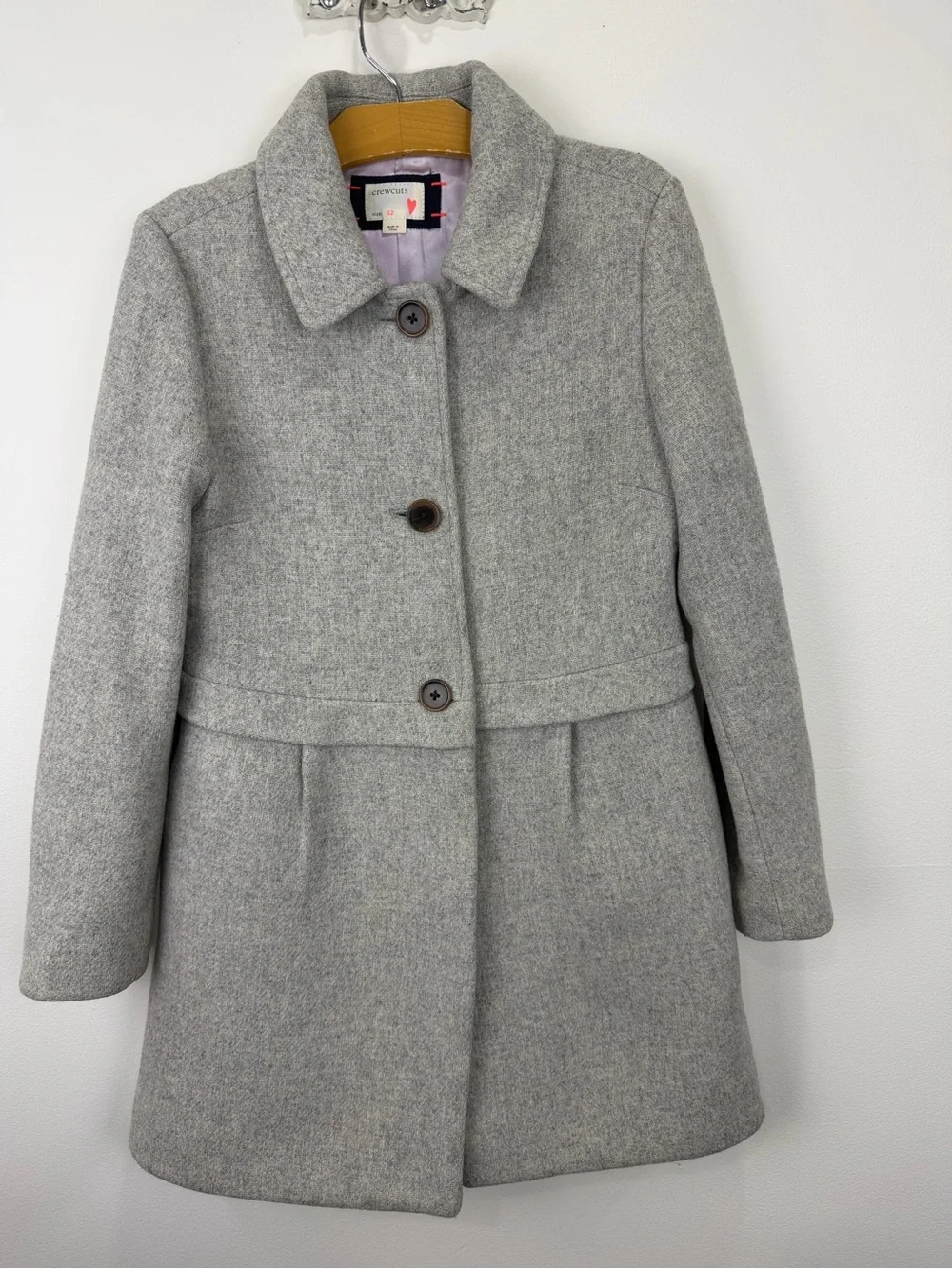 Crewcuts by J.Crew Girls Wool Blend Dress Coat Gray Size 12